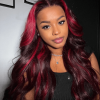 red burgundy highlight bod wave wig