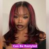 dark burgundy straight hd lace wig