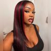 dark burgundy straight hd lace wig