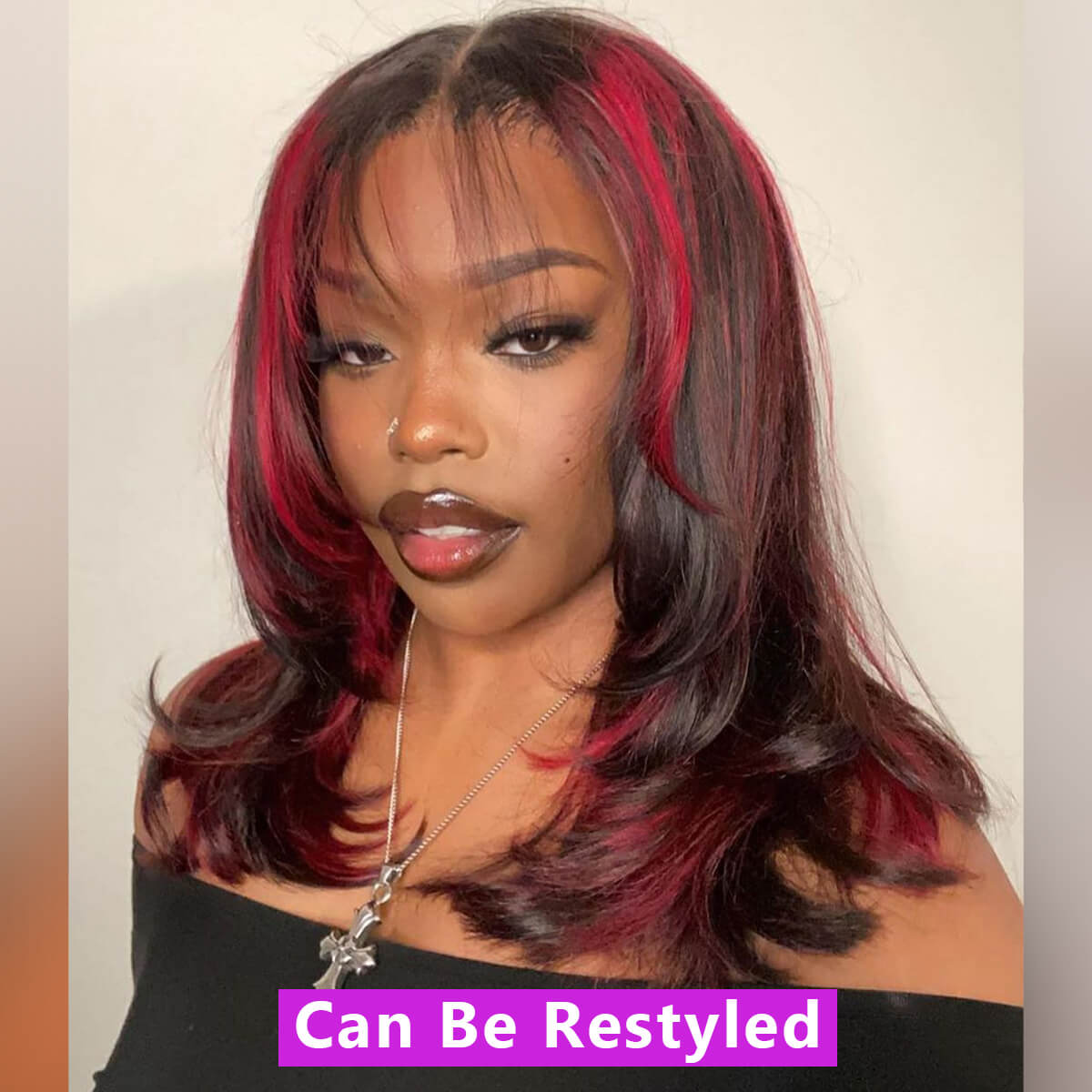 burgundy highlight wig straight hair (3)