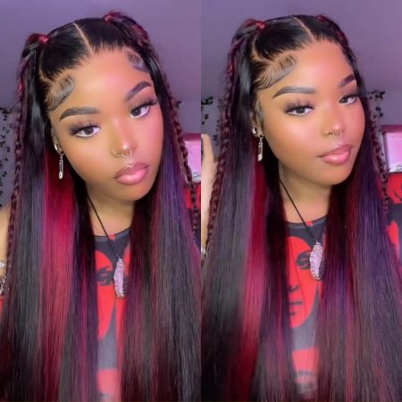 dark burgundy straight hd lace wig