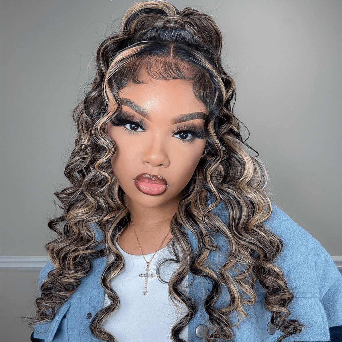 Balayage Honey Blonde Highlight 13x4 Lace Frontal Wig Body Wave HD Lace Wig