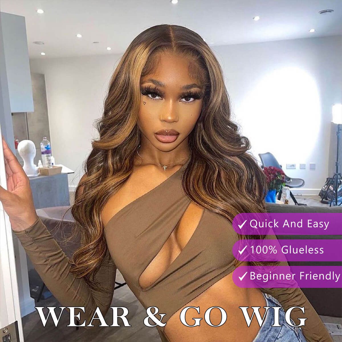 honey blonde highlight wig upgrade 6×5 pre cut lace wig (2)