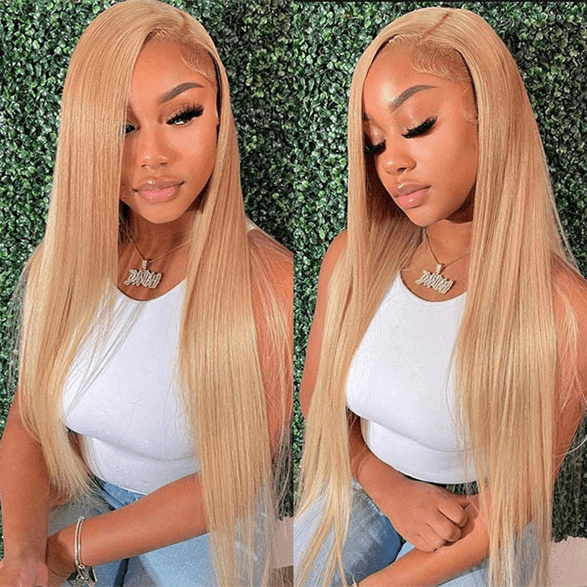 honey blonde straight lace frontal wig (4)