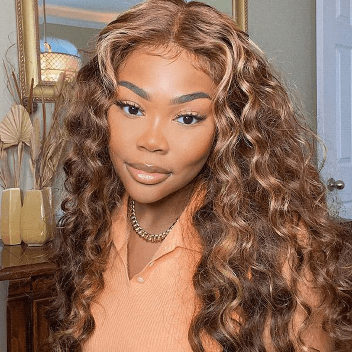 loose deep honey blonde lace front wig (1)