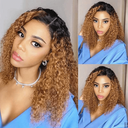 Special Offer 1B/27 Curly Lace Front Human Hair Wigs 13x4 Pre Plucked Hairline 150% Density