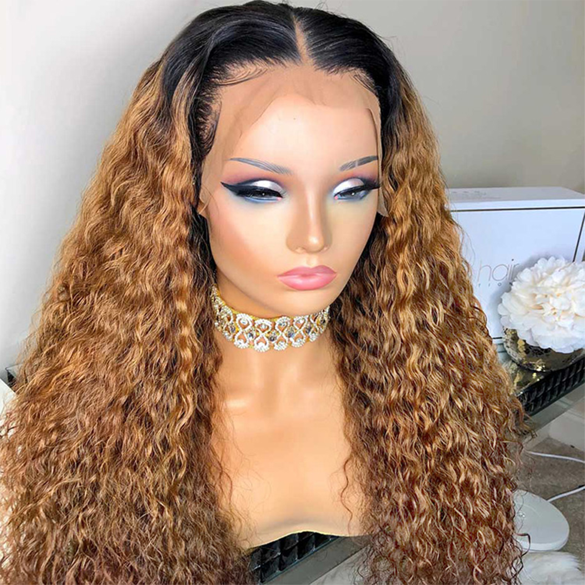 ombre curly lace front wig (2)