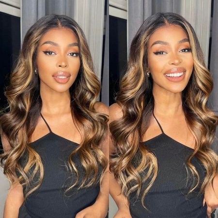 ombre highlight honey blonde body wave lace front wig (2)