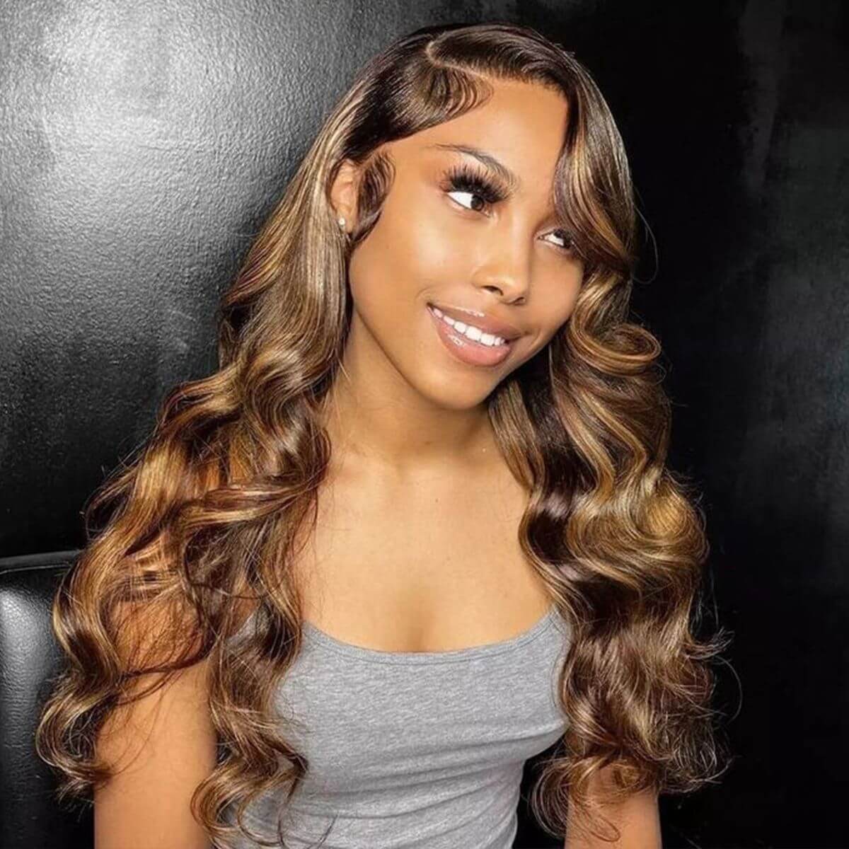ombre highlight honey blonde body wave lace front wig (3)