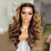 ombre highlight honey blonde body wave lace front wig (2)