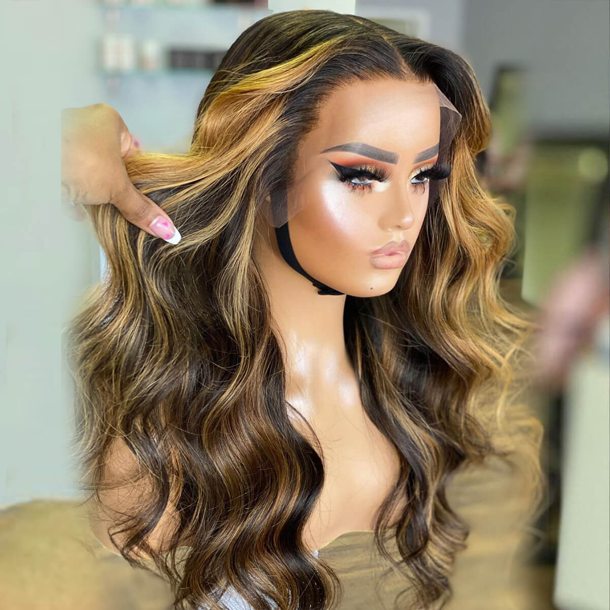 ombre highlight honey blonde body wave wig (3)