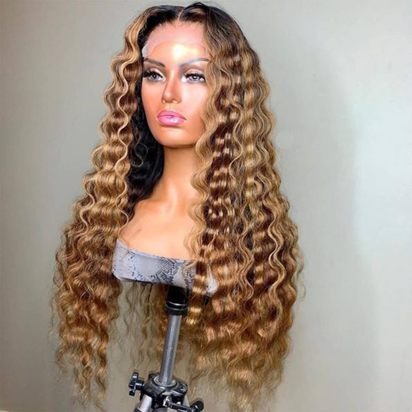 ombre highlight honey blonde loose deep wave wig (1)