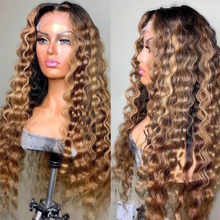 ombre highlight honey blonde loose deep wave wig (3)