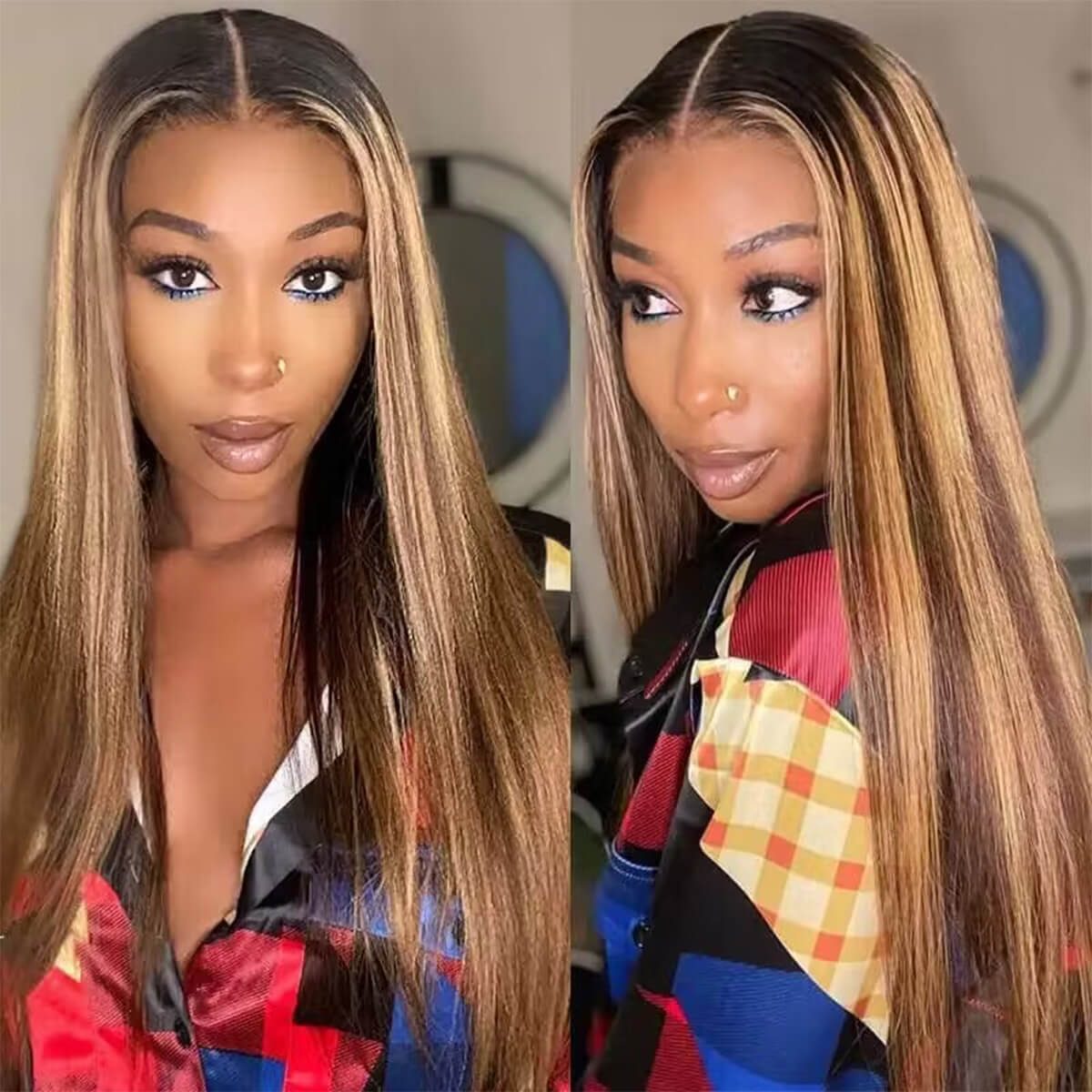 ombre highlight honey blonde straight hd lace frontal wig (5)