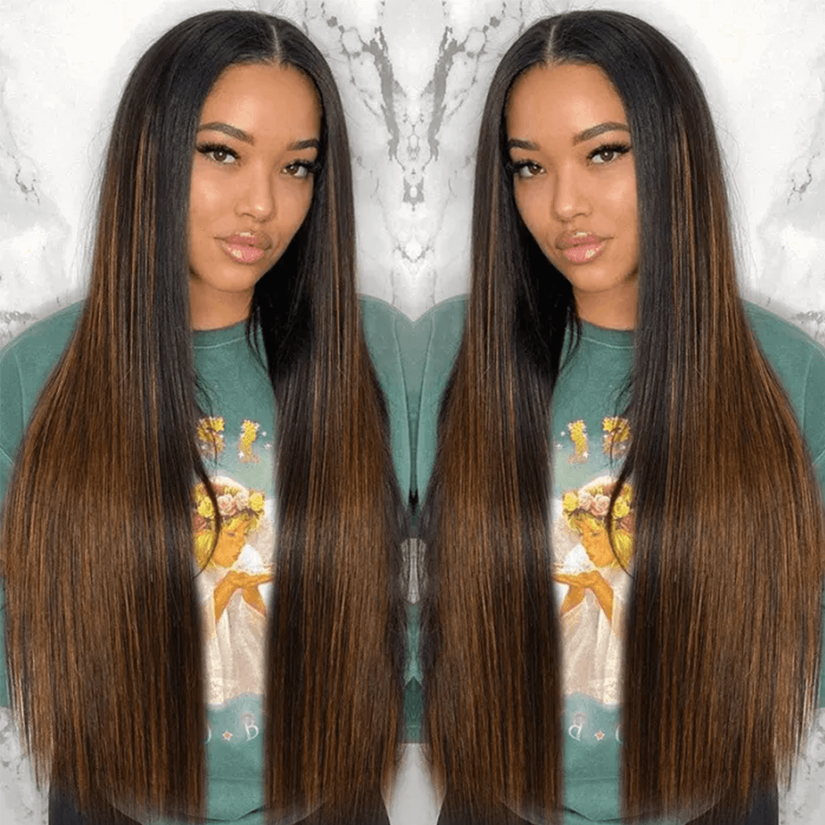 ombre highlight straight lace front wig (3)