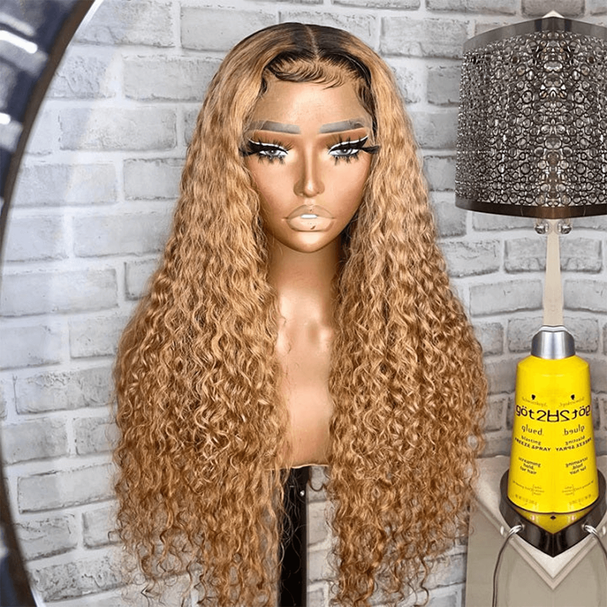 ombre honey blonde lace frontal wig water wave (5)