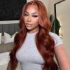 reddish brown body wave hd lace wig