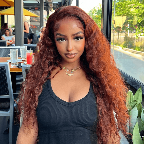 reddish brown water wave lace wig (2)