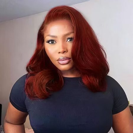 short length reddish brown barrel curls new body wave wig (3)