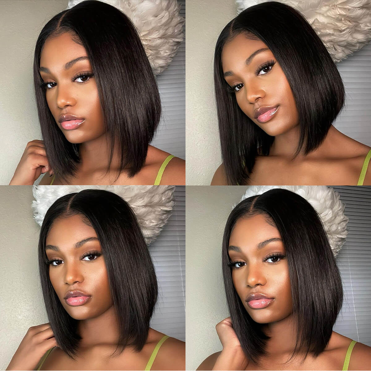 straight v part bob wig