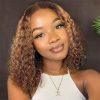 honey blonde curly bob wig
