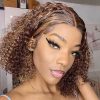 honey blonde curly bob wig