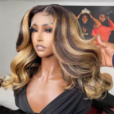 ombre highlight barrel curls mid length body wave wig (2)