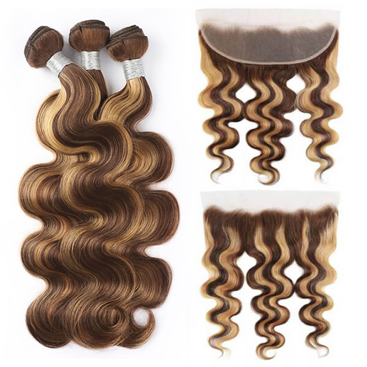 honey blonde body wave bundles with frontal (1)