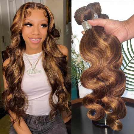 honey blonde highlight body wave hair bundles (3)