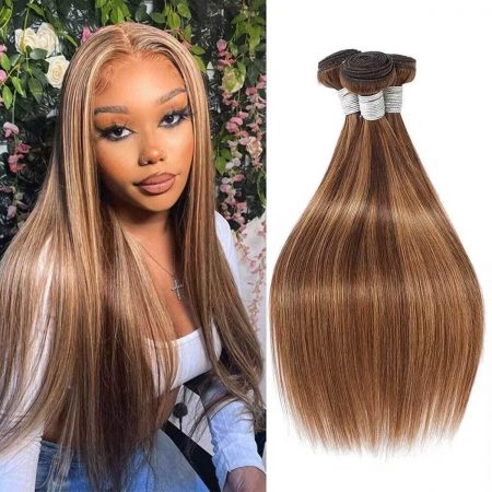 honey blonde highlight straight hair bundles (1)