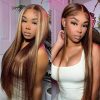 honey blonde straight lace front wigs