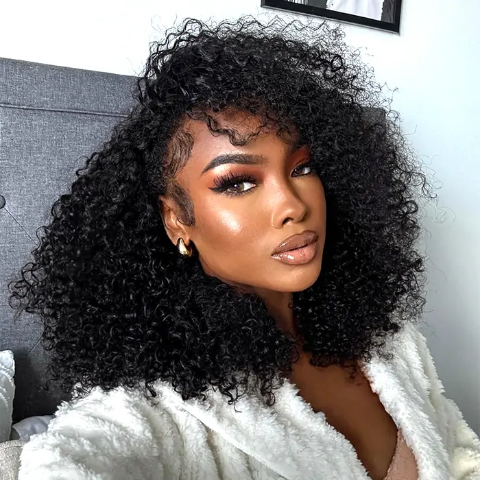 half wig curly human hair wig (1)