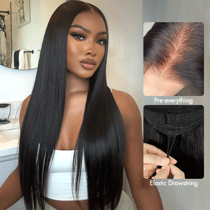 pull go straight glueless wig