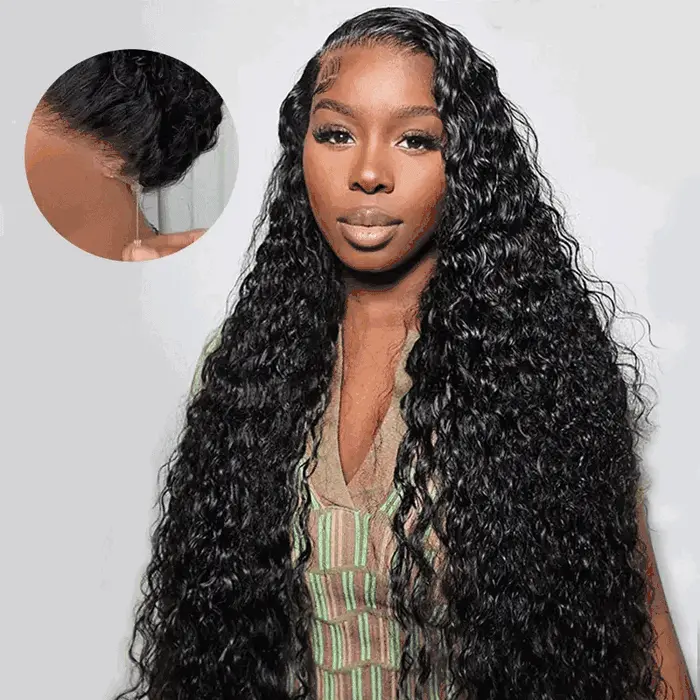 360 drawstring glueless wig water wave