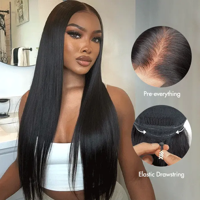 pull go straight glueless wig flexi fit