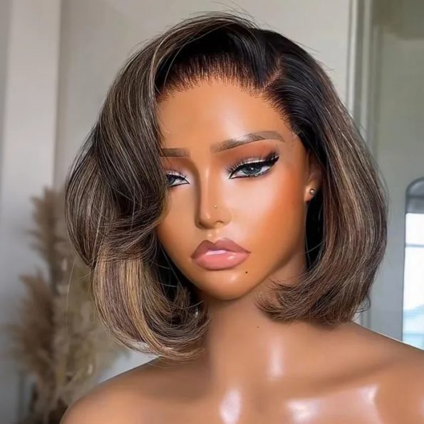 honey blonde highlight layer cut bob wig (2)
