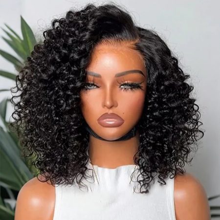 natural c part bouncy deep wave short cut wig