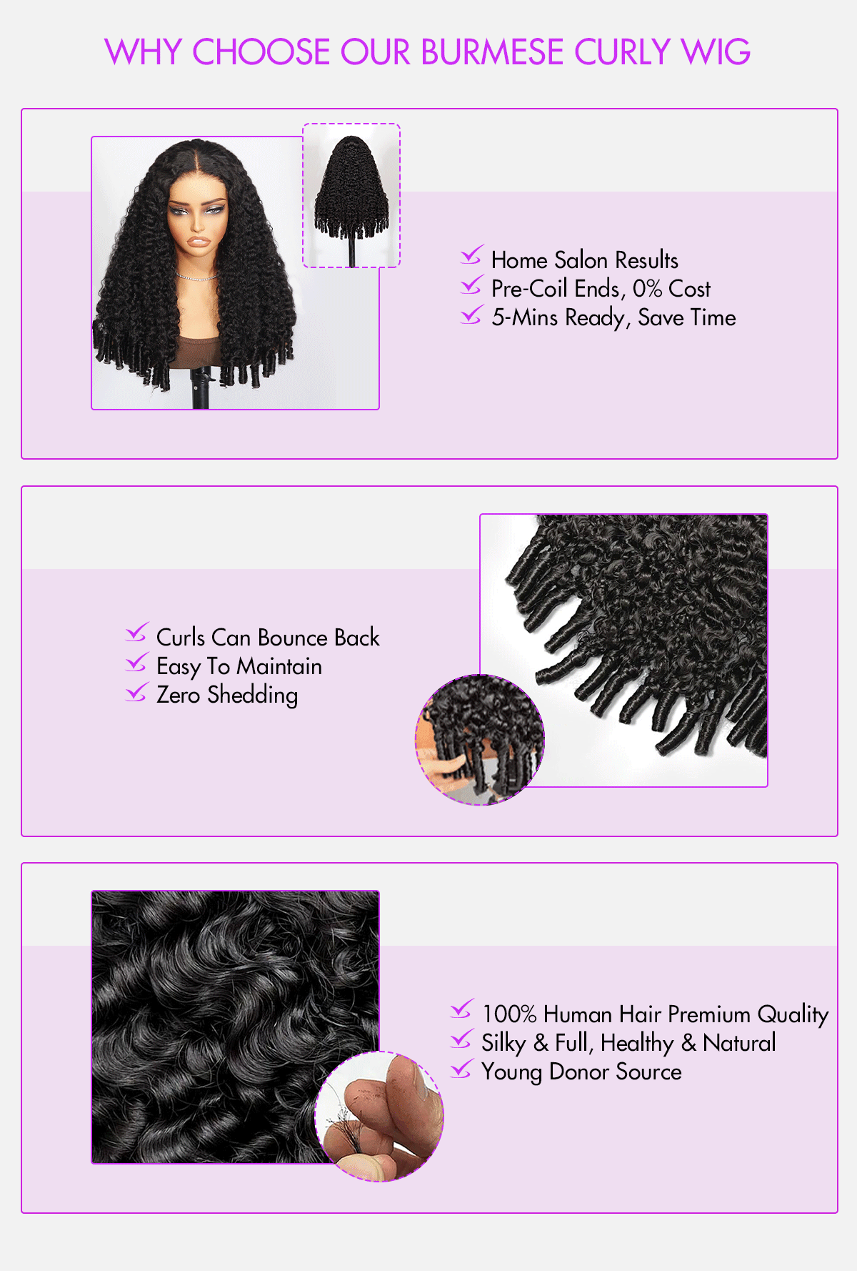 burmese curly wig details