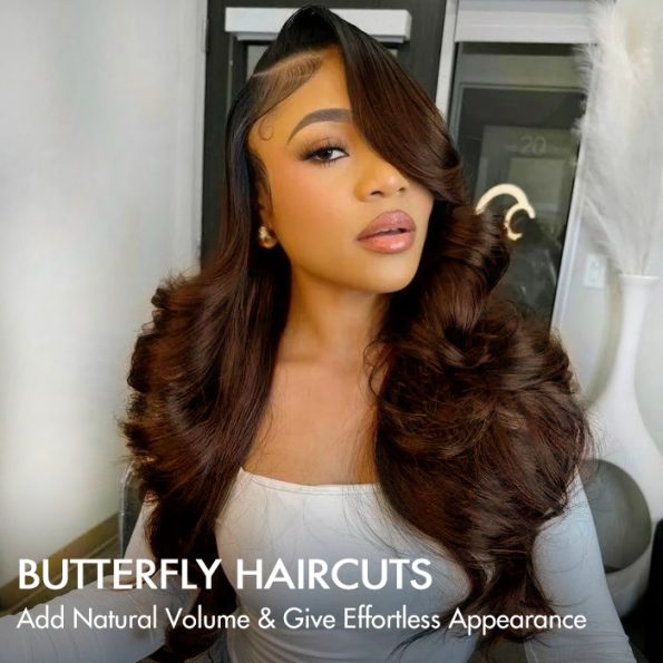 ombre brown butterfly haircut pre-style loose wave wig (5)