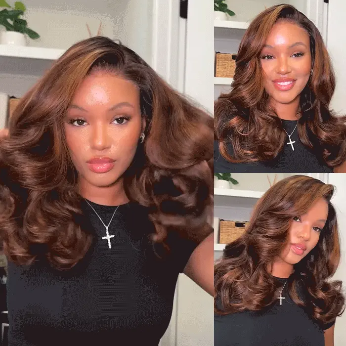 ombre brown highlight butterfly haircuts