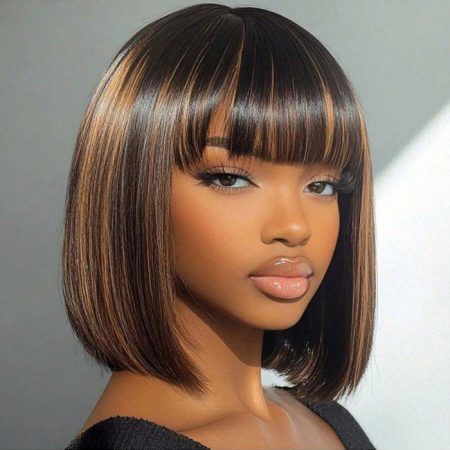 straight highlight bob wig with bang (3)