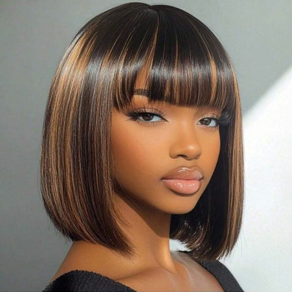 straight highlight bob wig with bang (3)